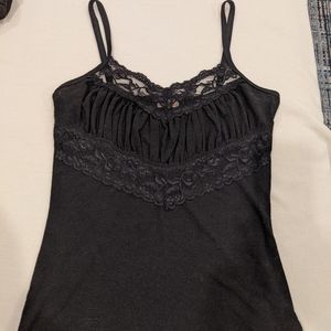 BOGO Toska Stretch Cami Tank w/Lace Panel Black